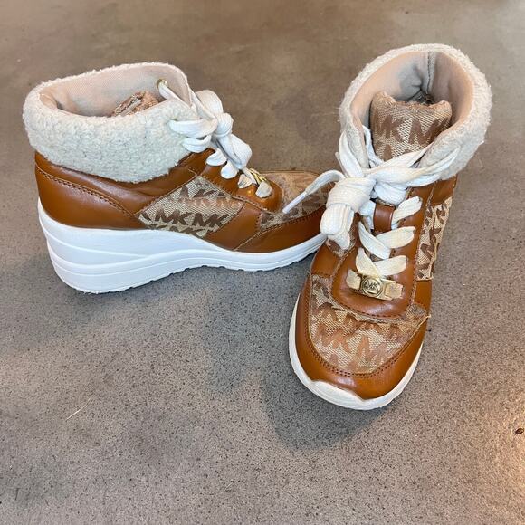 Michael Kors signature Tahoe brown wedge boots toddler girls 13 shoes outdoor - Picture 1 of 8